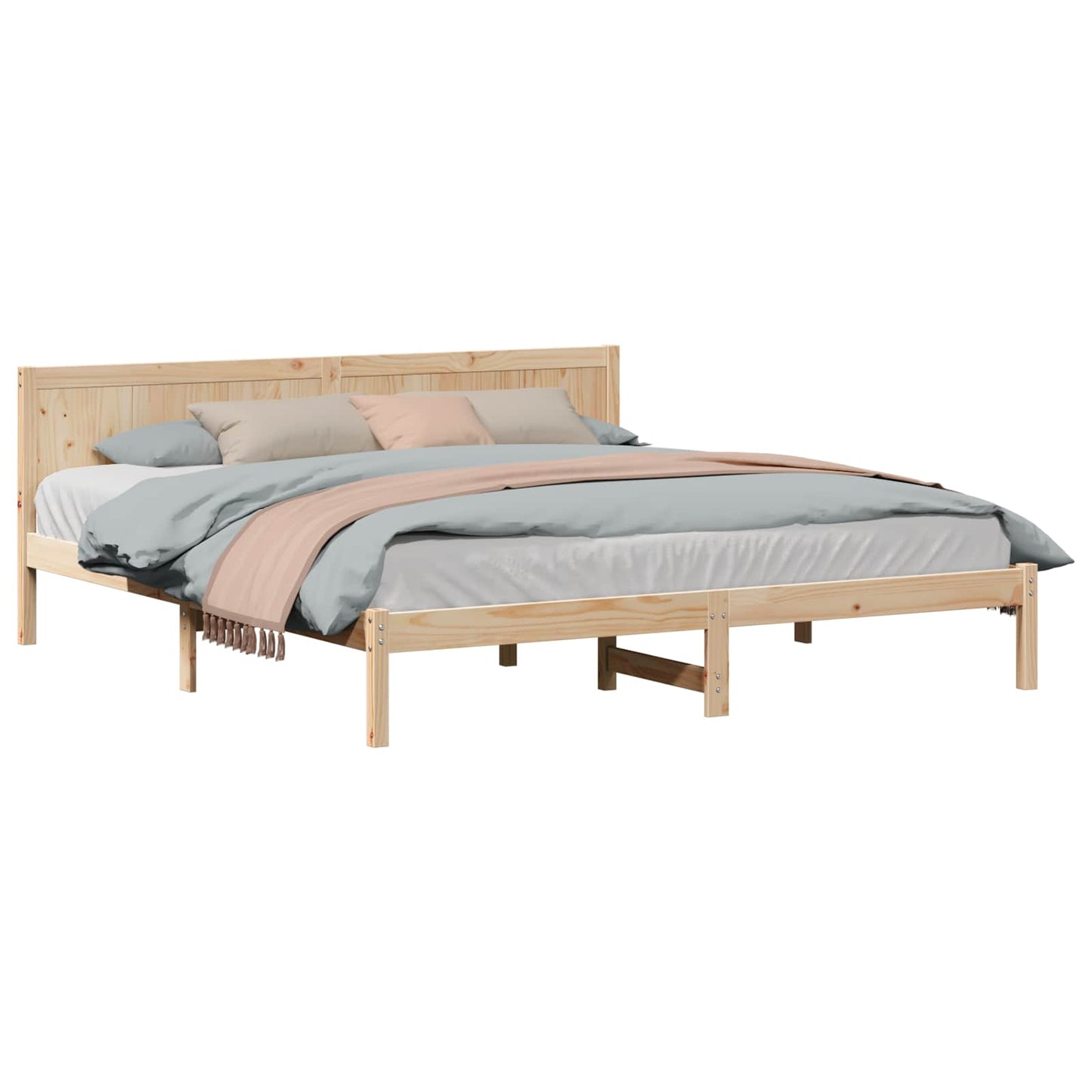 Bettgestell Braun 200 x 200 cm Massivholz Kiefer