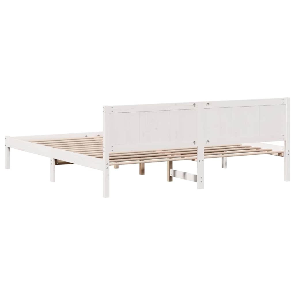 Bettgestell Weiß 200 x 200 cm Massivholz Kiefer