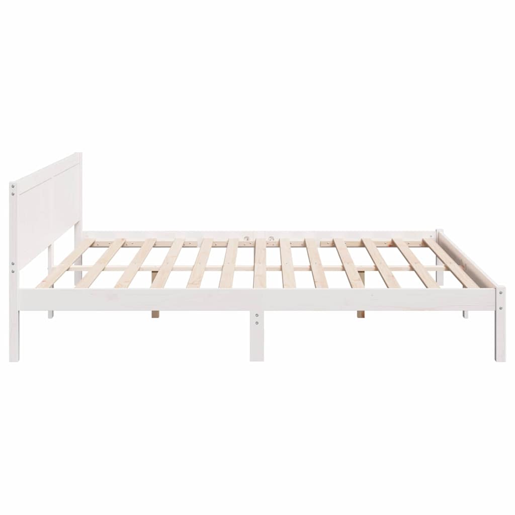 Bettgestell Weiß 200 x 200 cm Massivholz Kiefer