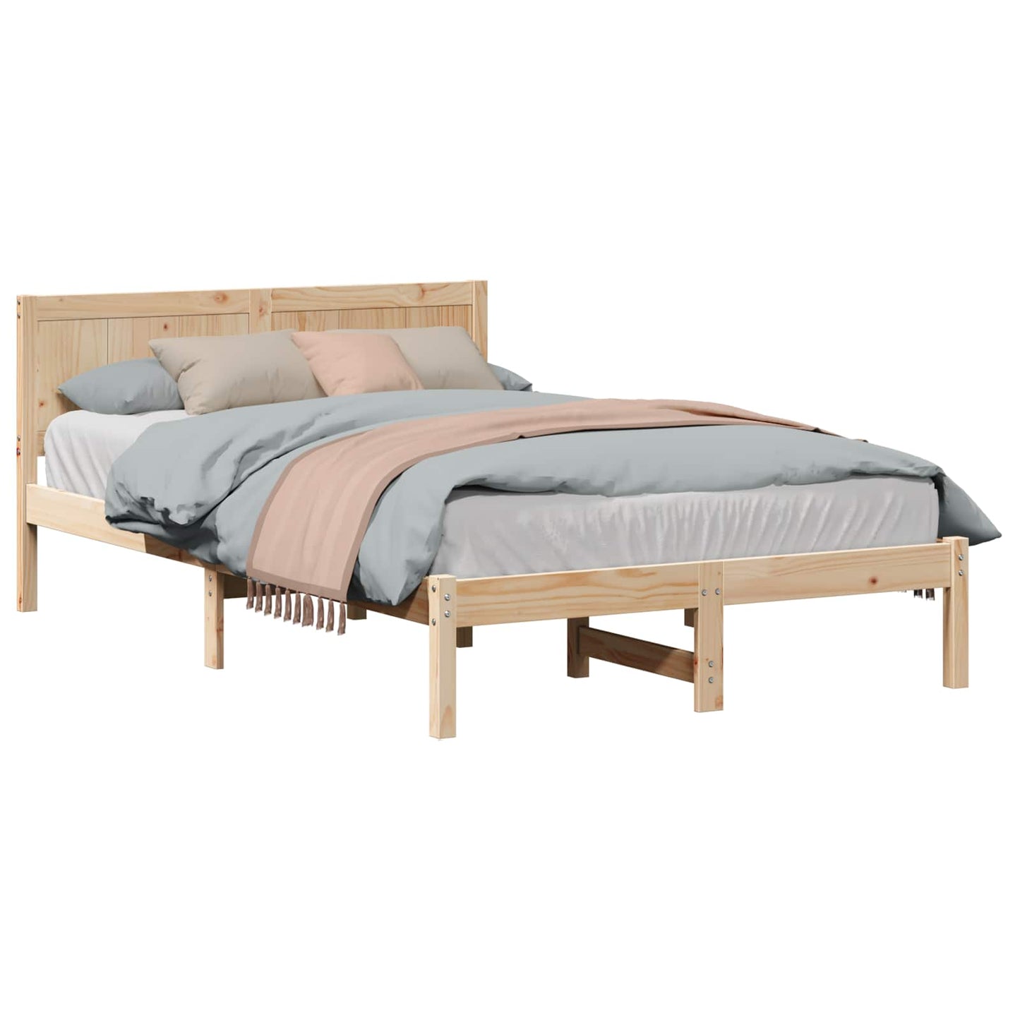 Bettgestell Braun 140 x 190 cm Massivholz Kiefer