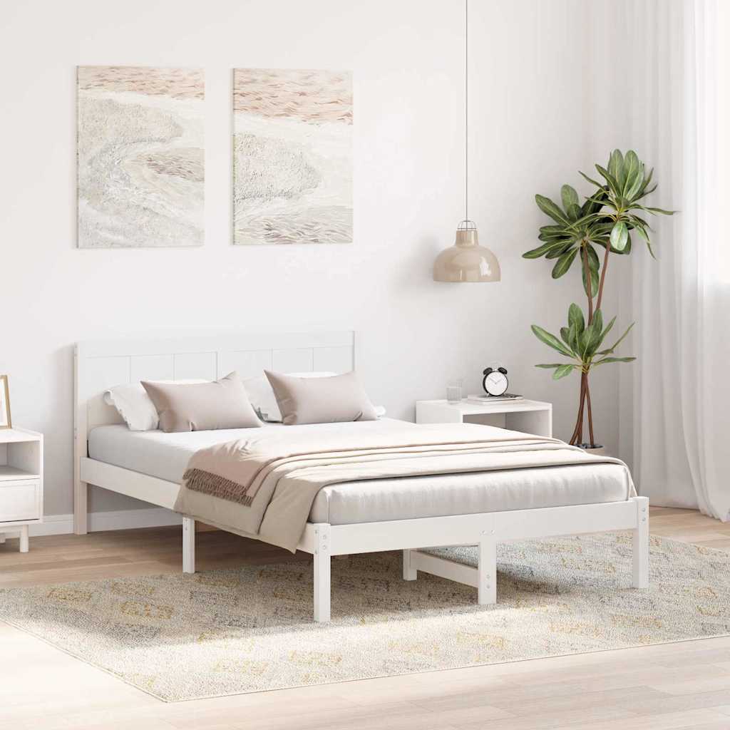 Bettgestell Weiß 135 x 190 cm Massivholz Kiefer