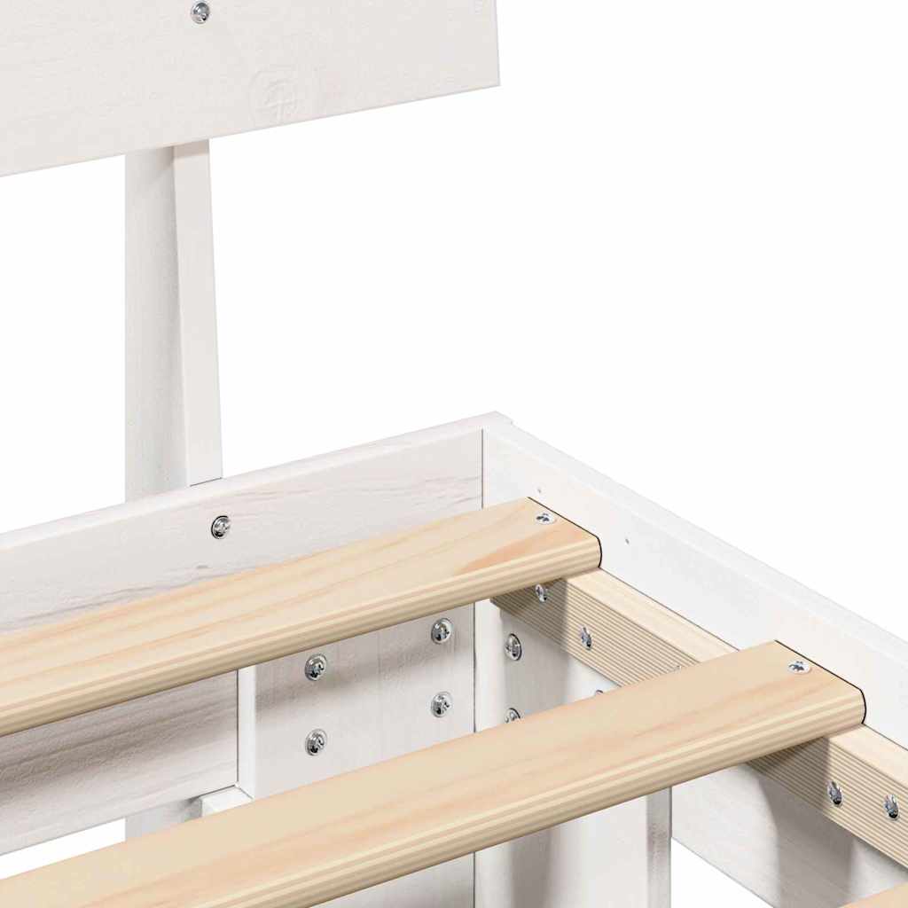 Bettrahmen mit Kopfteil Weiß 140 x 200 cm Massives Kiefernholz