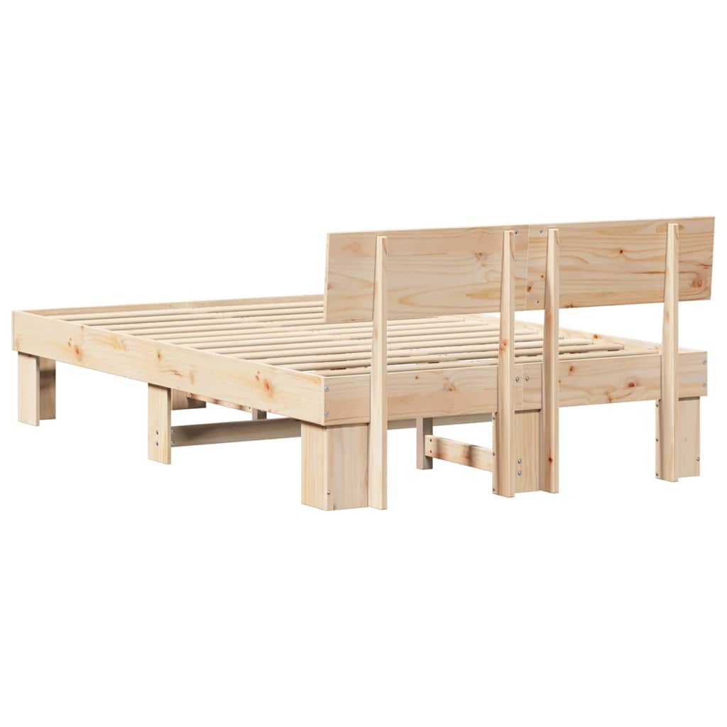 Bettgestell mit Kopfteil Braun 120 x 190 cm Massivholz Kiefer