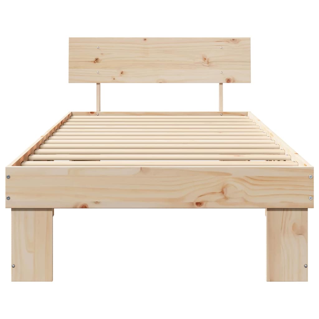 Bettrahmen mit Kopfteil Natur 75 x 190 cm Massives Kiefernholz