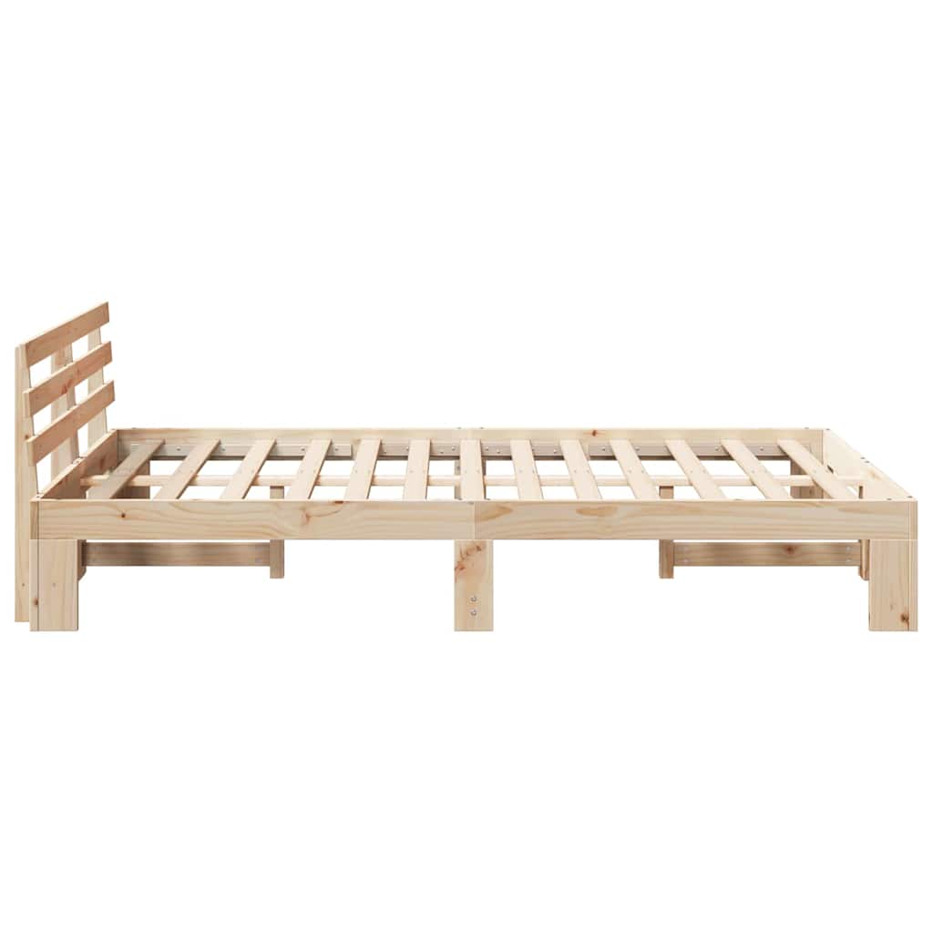 Bettrahmen mit Kopfteil Natur 140 x 190 cm Massives Kiefernholz