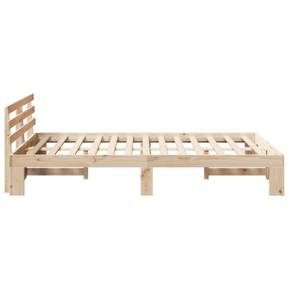 Bettrahmen mit Kopfteil Natur 135 x 190 cm Massives Kiefernholz