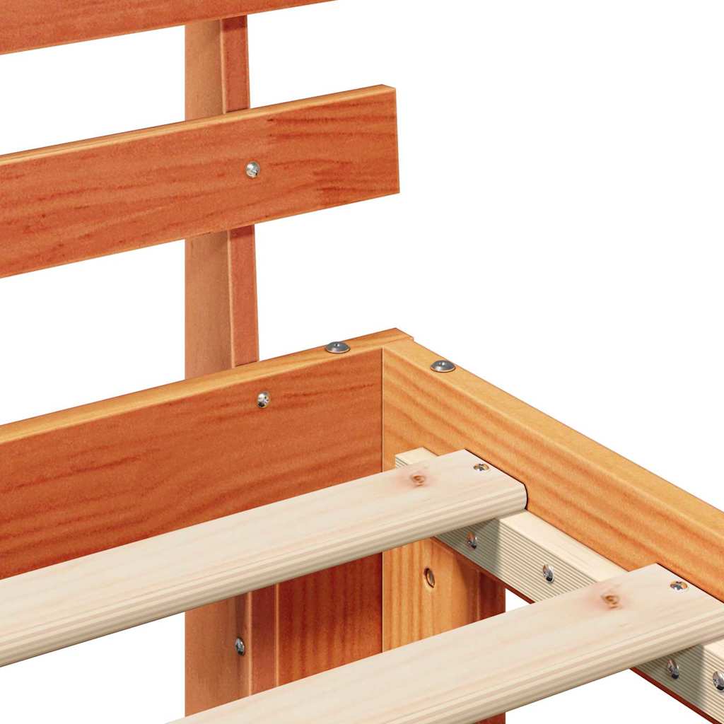 Bettgestell mit Kopfteil Braun 100 x 200 cm Massivholz Kiefer