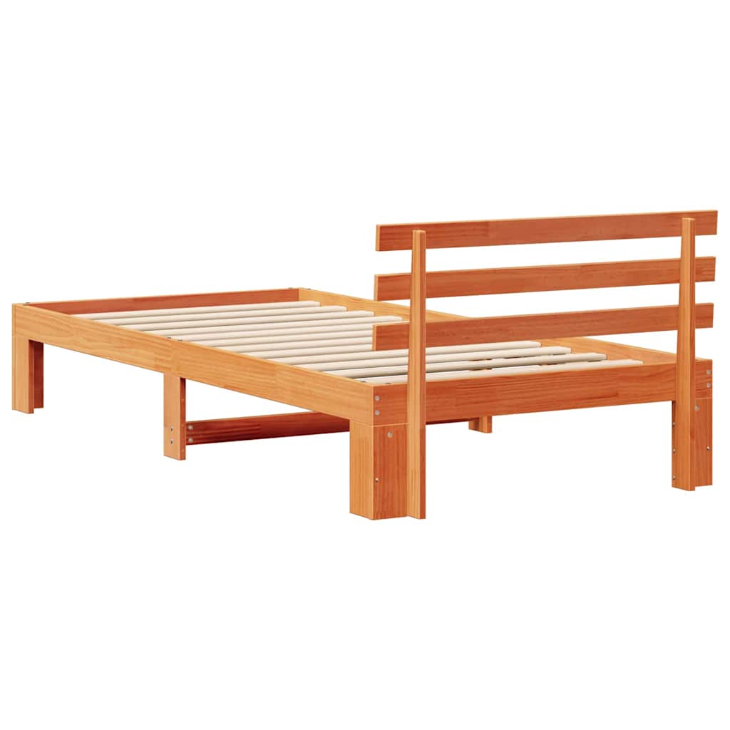 Bettgestell mit Kopfteil Braun 100 x 200 cm Massivholz Kiefer