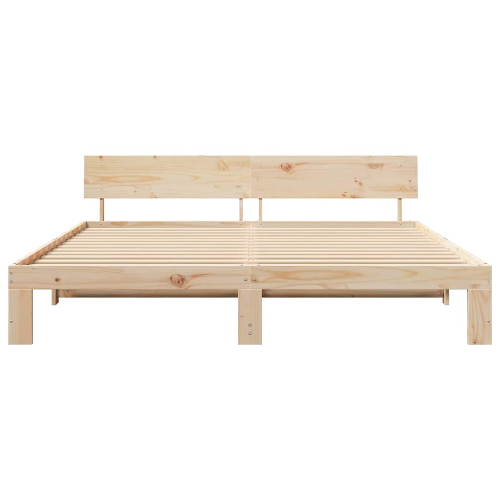 Bettrahmen mit Kopfteil Natur 200 x 200 cm Massives Kiefernholz