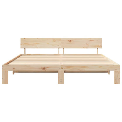 Bettrahmen mit Kopfteil Natur 200 x 200 cm Massives Kiefernholz