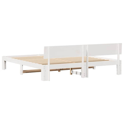 Bettrahmen mit Kopfteil Weiß 200 x 200 cm Massives Kiefernholz