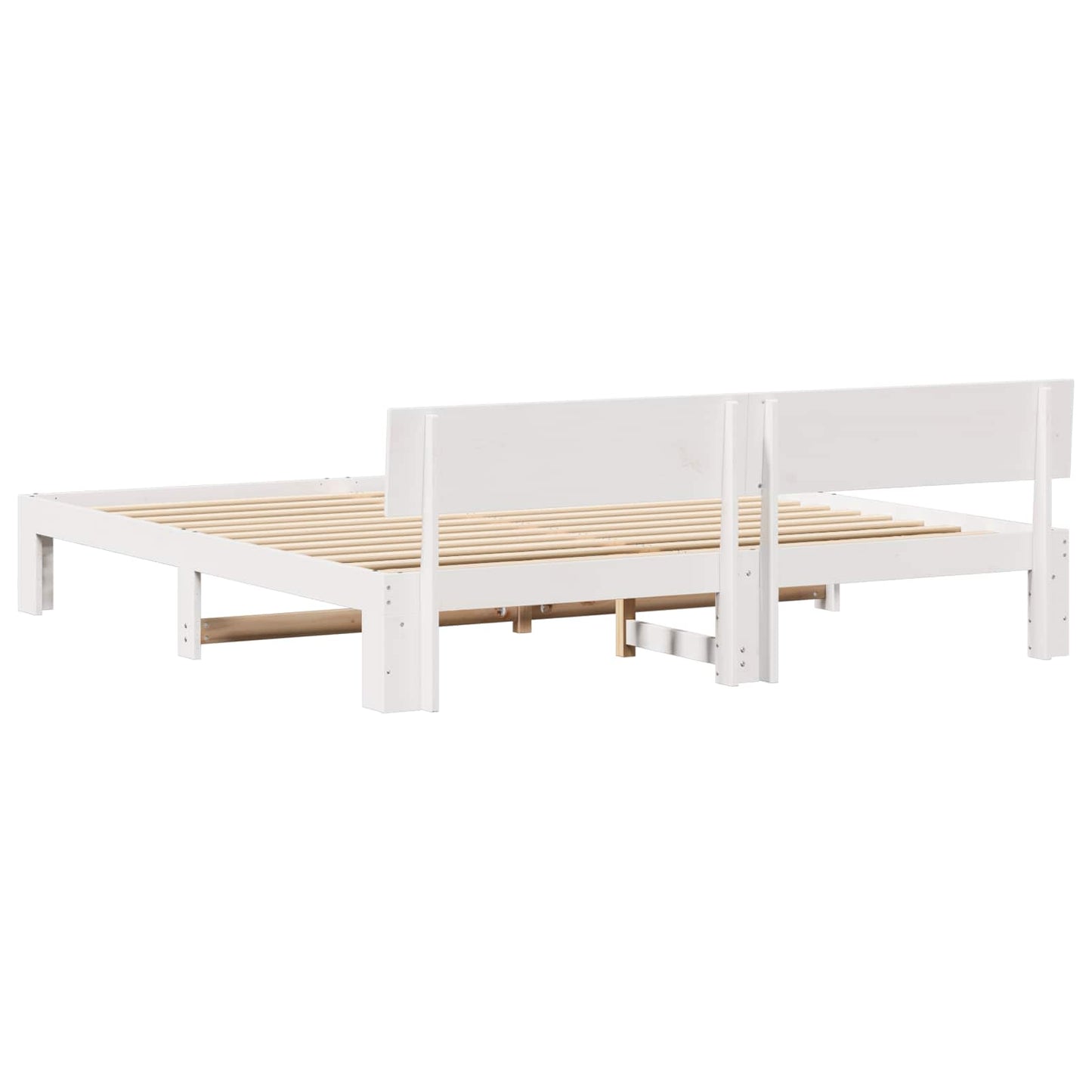 Bettrahmen mit Kopfteil Weiß 180 x 200 cm Massives Kiefernholz