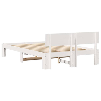 Bettrahmen mit Kopfteil Weiß 135 x 190 cm Massives Kiefernholz