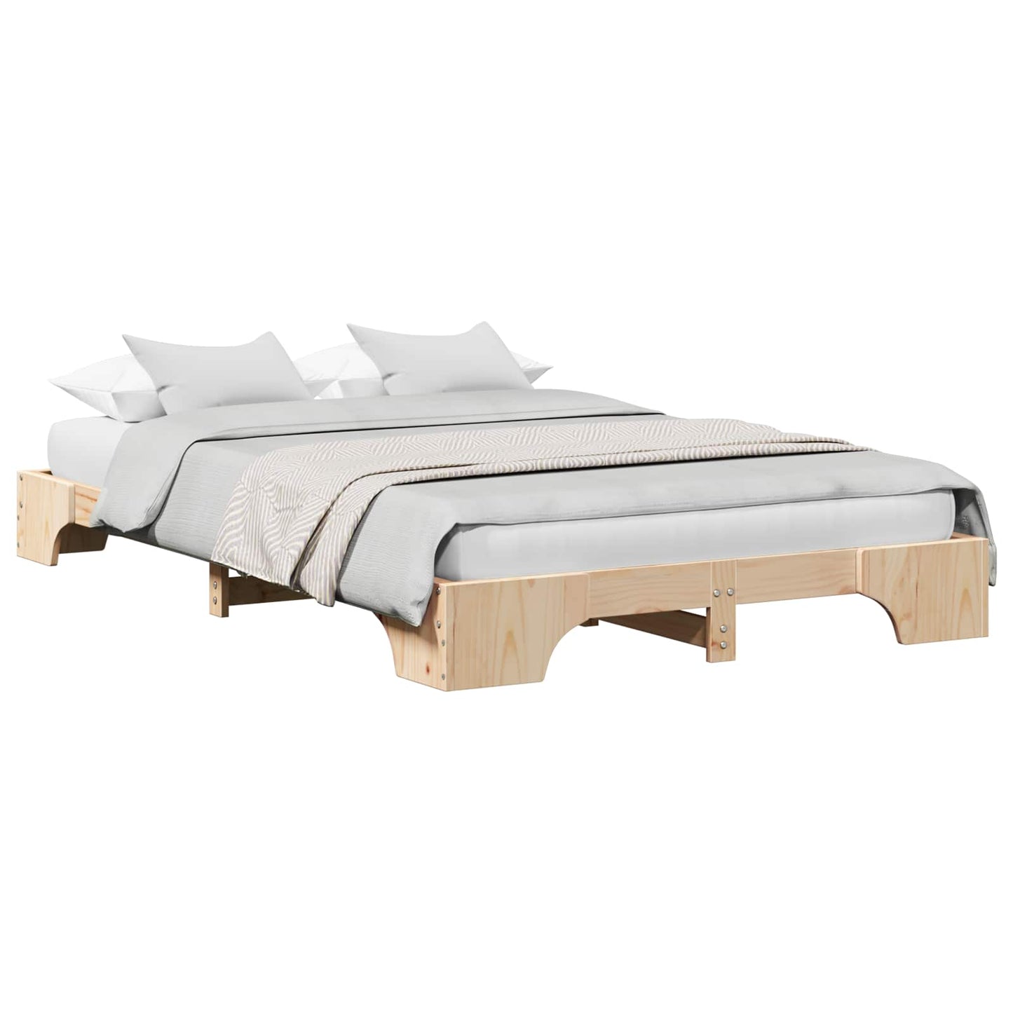Bettrahmen Natur 140 x 190 cm Massives Kiefernholz