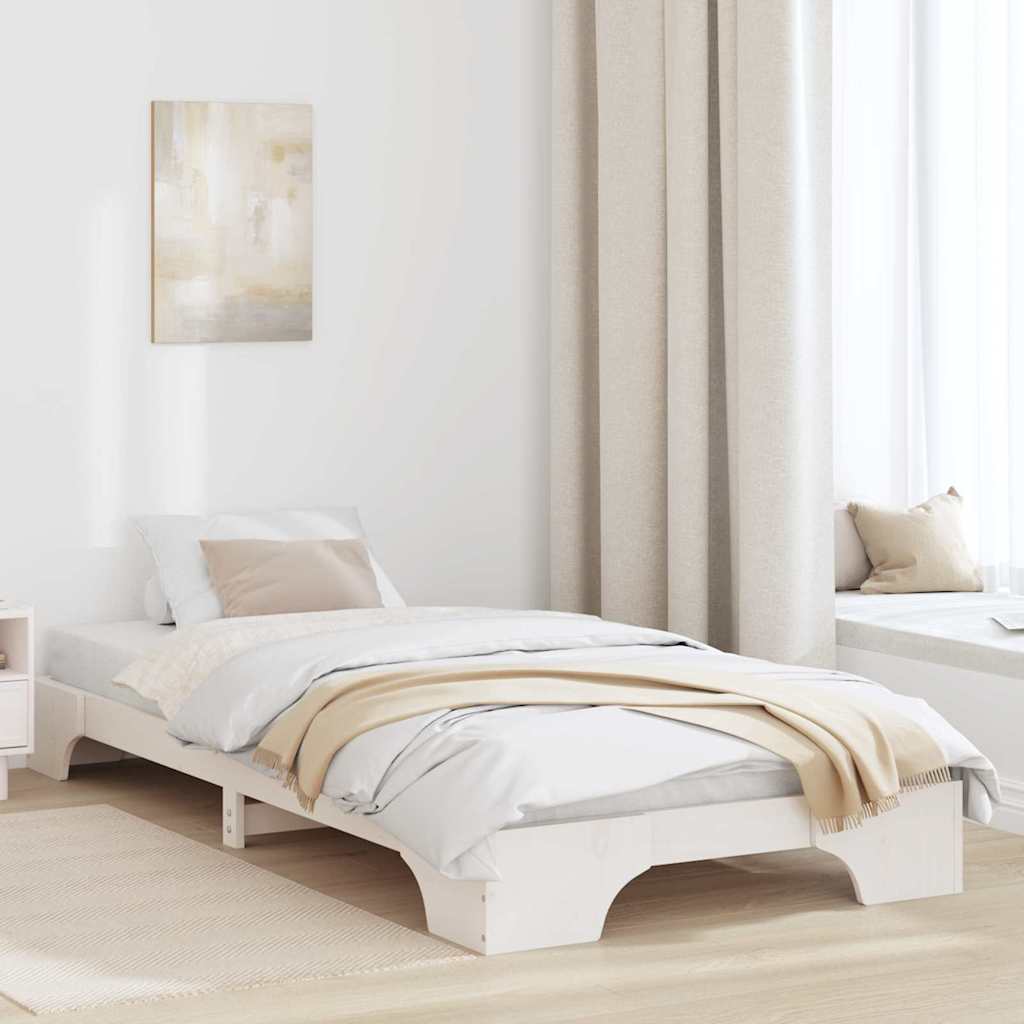 Bettrahmen Weiß 90 x 190 cm Massives Kiefernholz