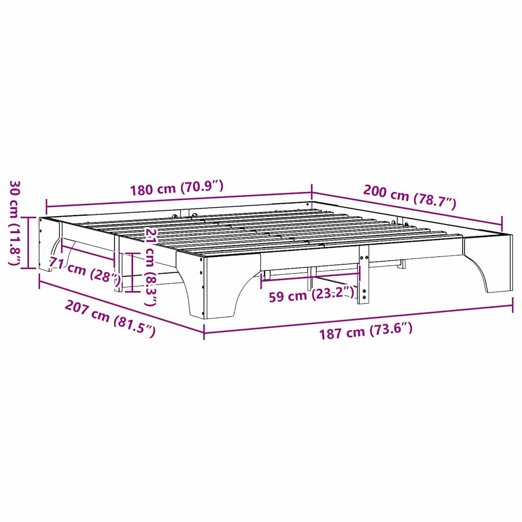 Bettgestell Massives Kiefernholz 180 x 200 cm Massivholz Kiefer