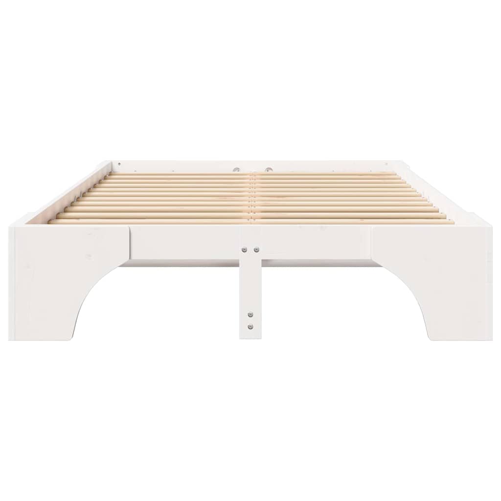 Bettrahmen Weiß 140 x 190 cm Massives Kiefernholz