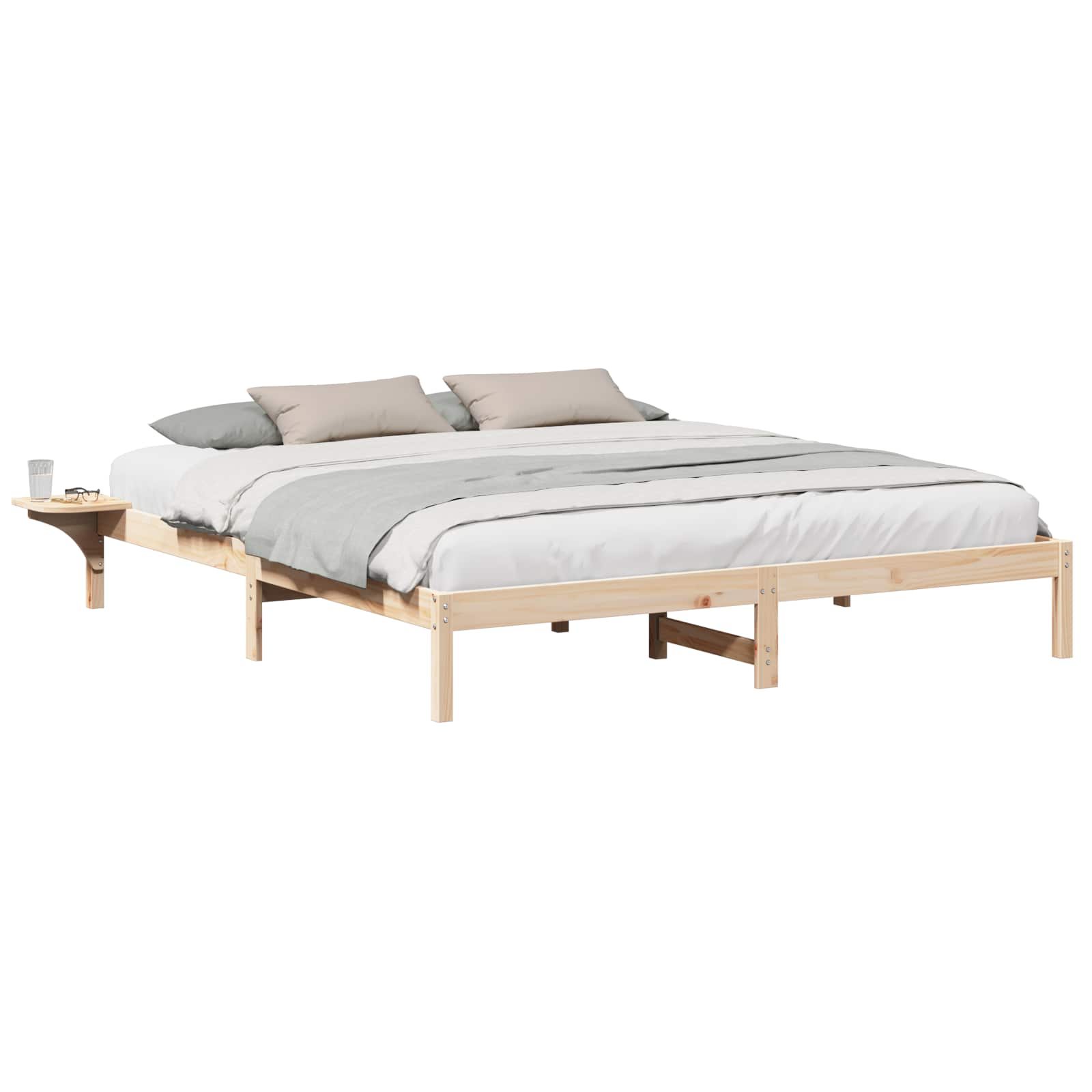 Bettrahmen Natur 200 x 200 cm Massives Kiefernholz