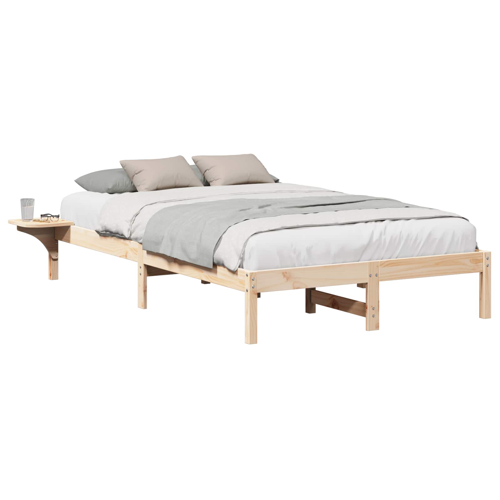 Bettrahmen Natur 120 x 190 cm Massives Kiefernholz