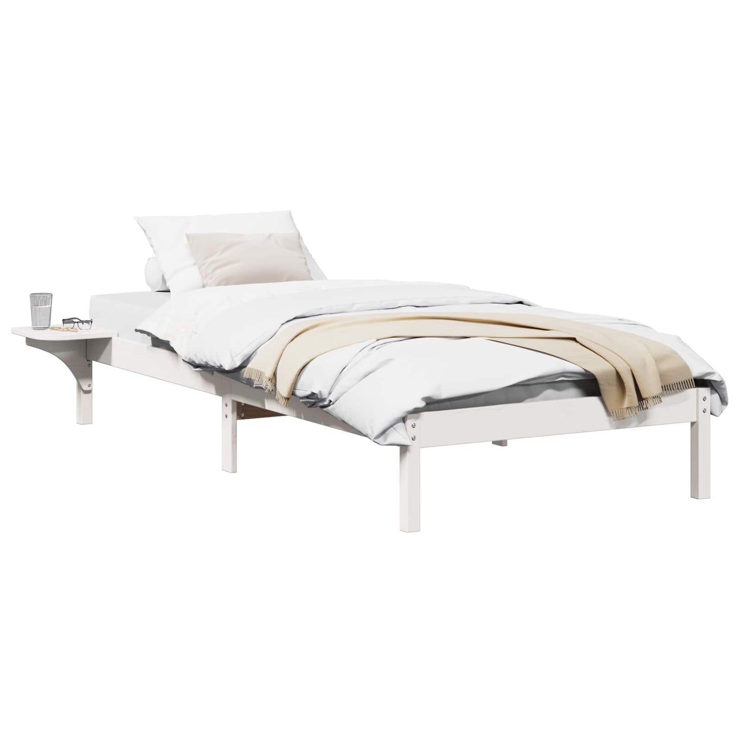 Bettrahmen Weiß 90 x 200 cm Massives Kiefernholz