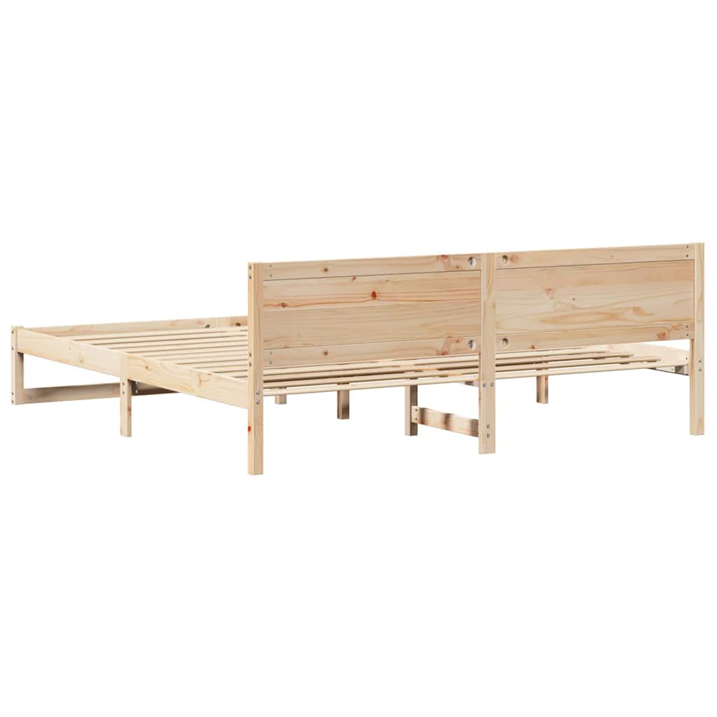 Bettrahmen mit Kopfteil Natur 200 x 200 cm Massives Kiefernholz