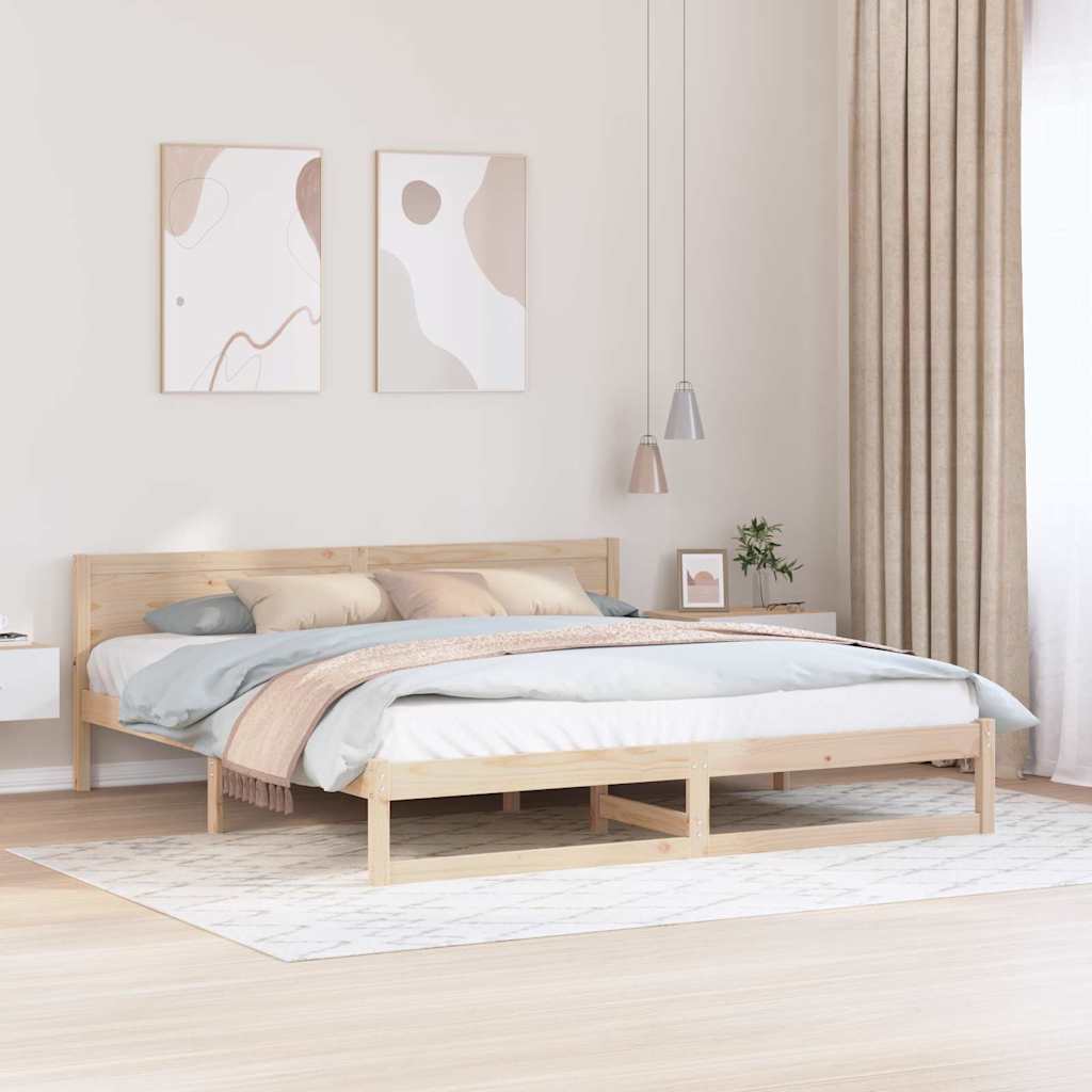 Bettrahmen mit Kopfteil Natur 180 x 200 cm Massives Kiefernholz