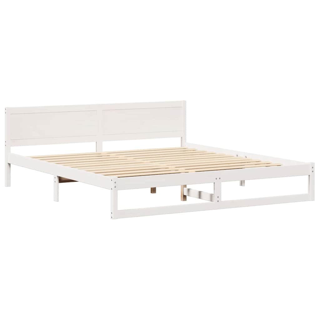 Bettrahmen mit Kopfteil Weiß 180 x 200 cm Massives Kiefernholz