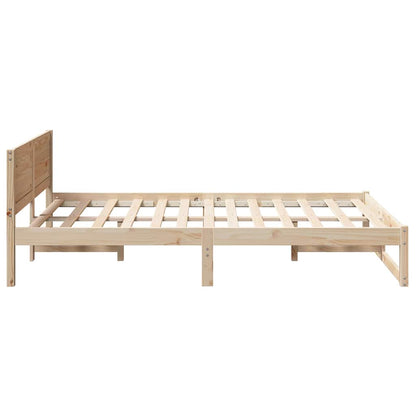 Bettrahmen mit Kopfteil Natur 135 x 190 cm Massives Kiefernholz