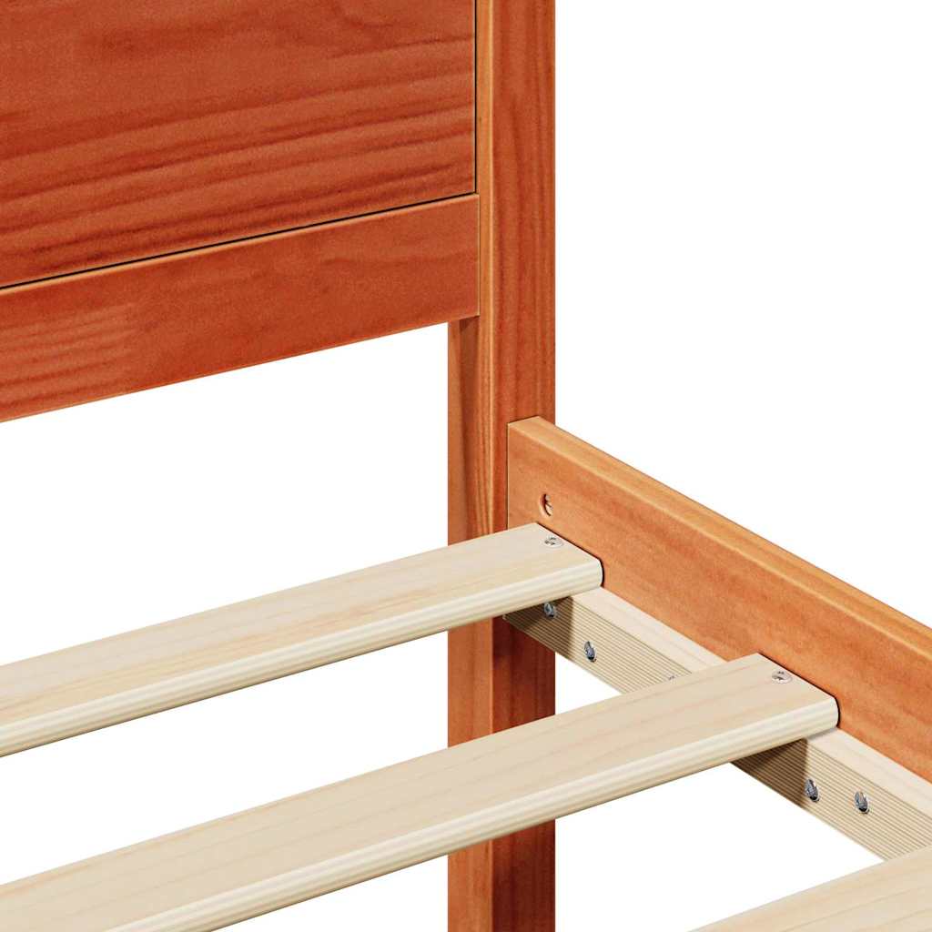 Bettgestell mit Kopfteil Braun 120 x 190 cm Massivholz Kiefer