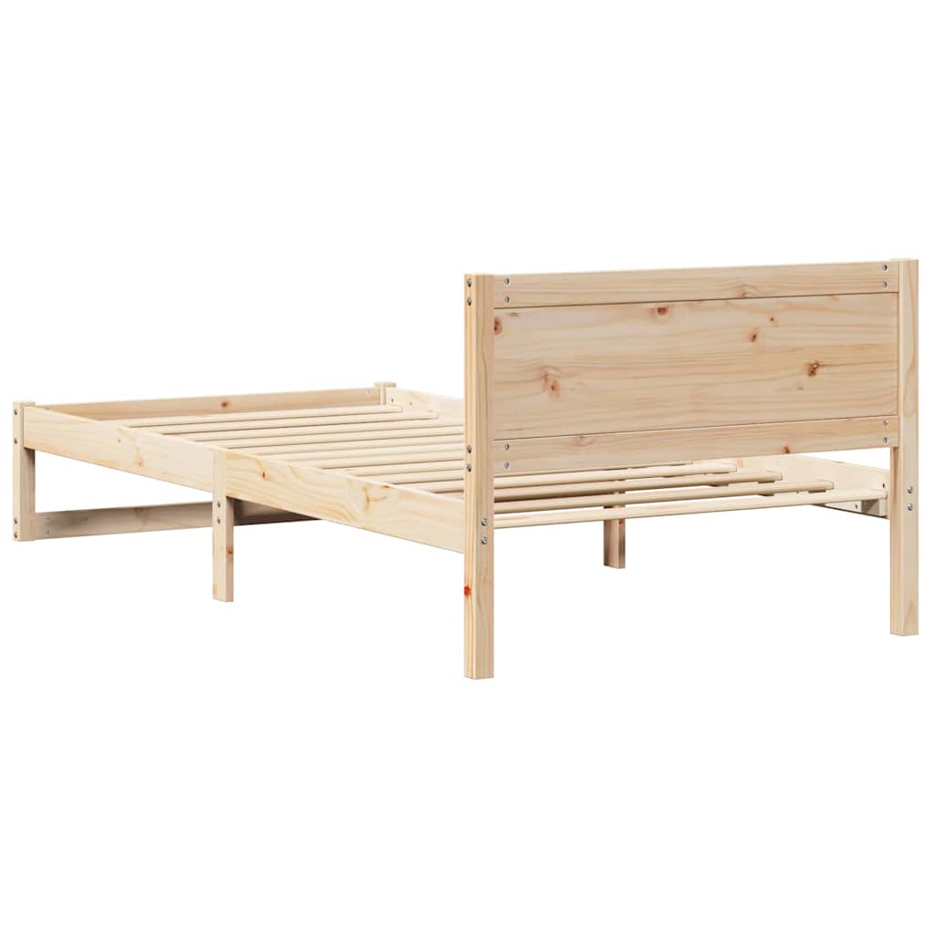 Bettrahmen mit Kopfteil Natur 90 x 200 cm Massives Kiefernholz