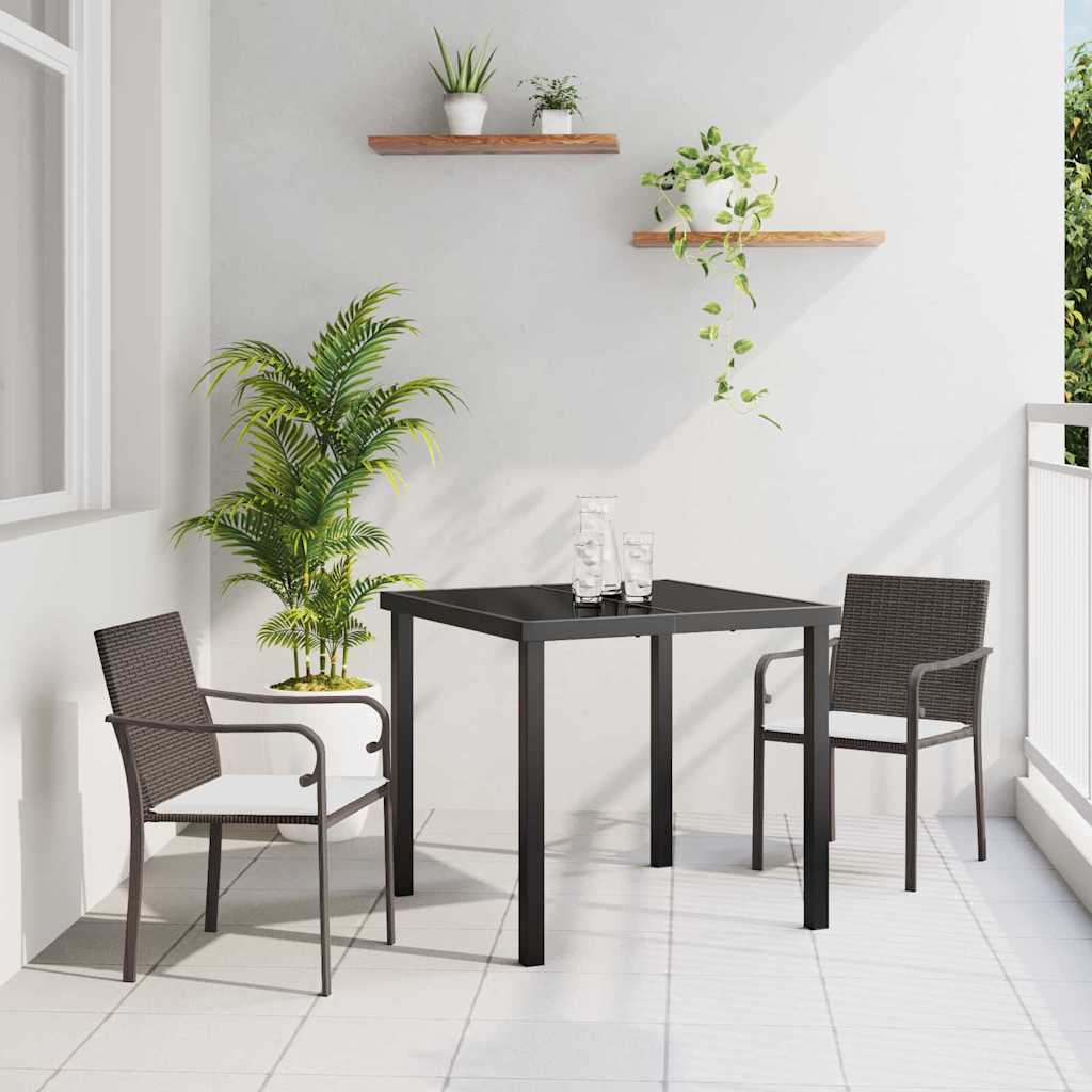 Garten Essgruppe 3 pcs Braun und Schwarz PE-Rattan