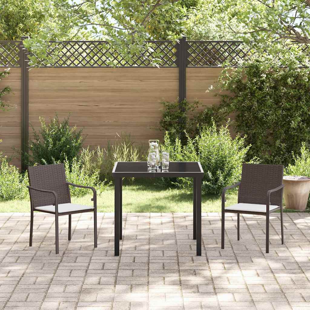 Garten Essgruppe 3 pcs Braun und Schwarz PE-Rattan