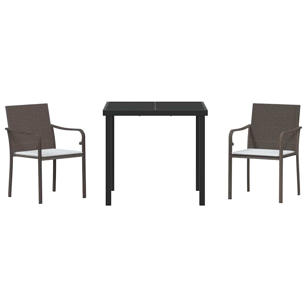 Garten Essgruppe 3 pcs Braun und Schwarz PE-Rattan