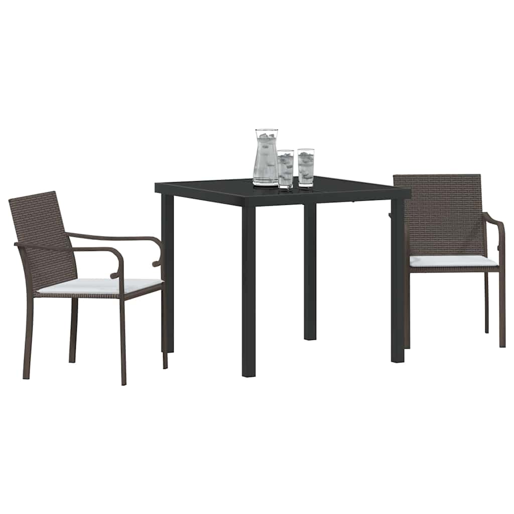 Garten Essgruppe 3 pcs Braun und Schwarz PE-Rattan