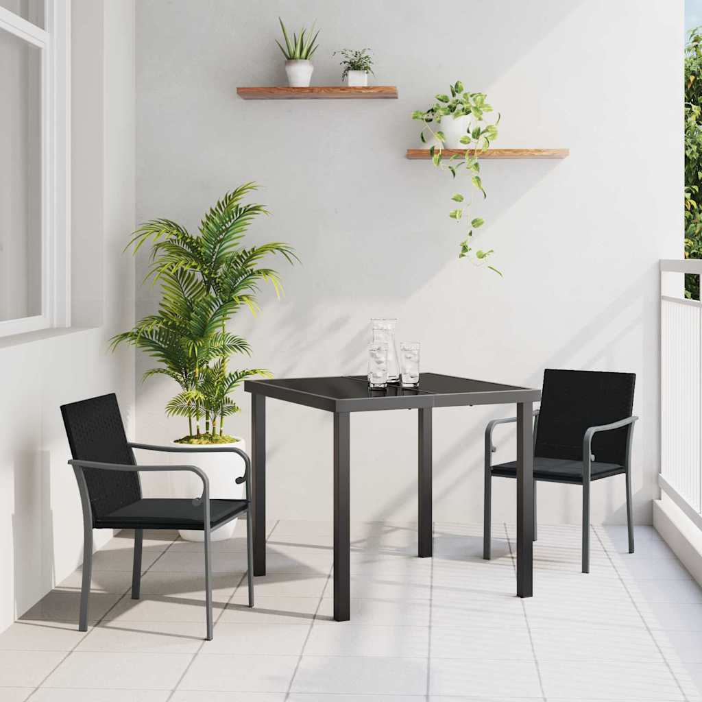 Garten Essgruppe 3 pcs Schwarz und Grau PE-Rattan
