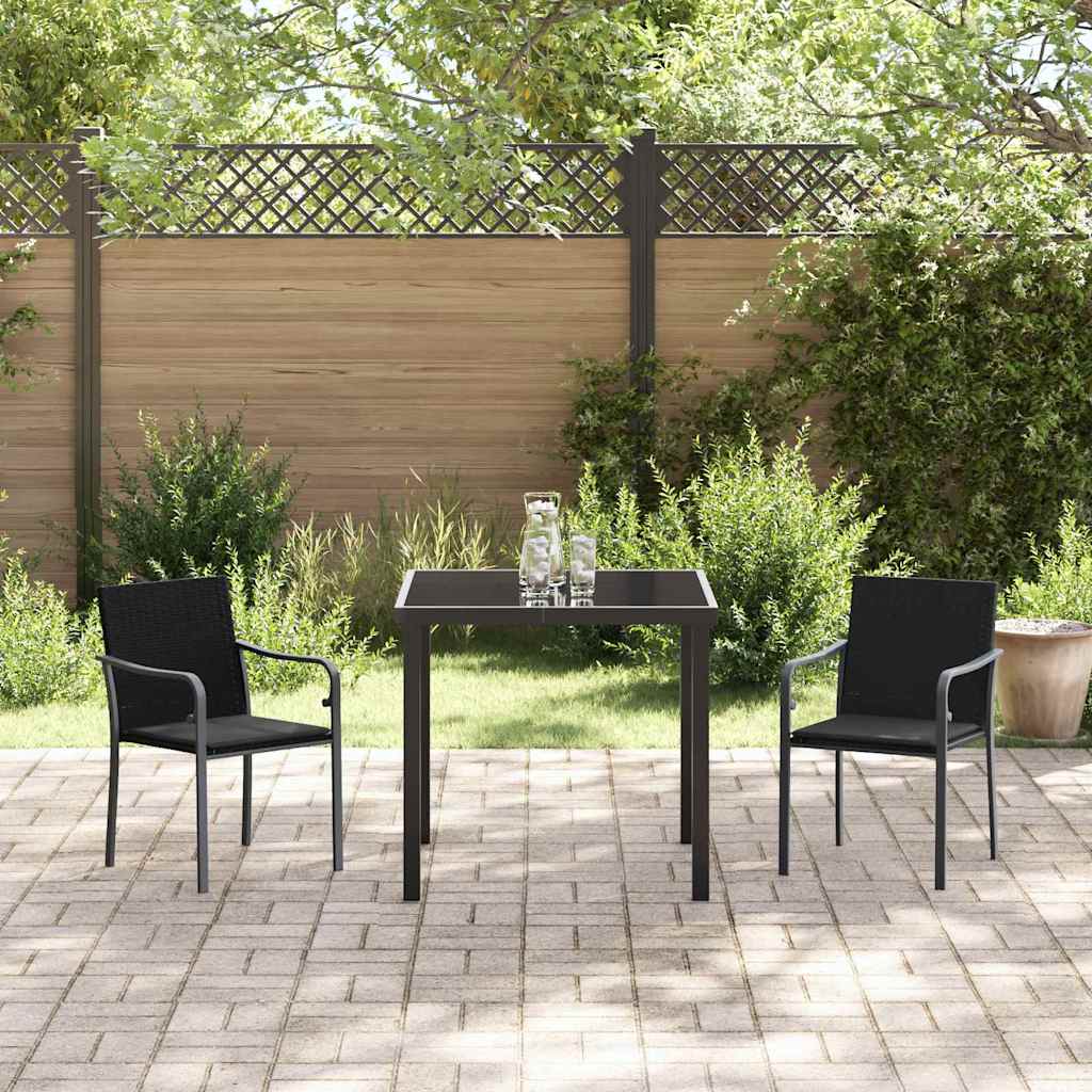 Garten Essgruppe 3 pcs Schwarz und Grau PE-Rattan