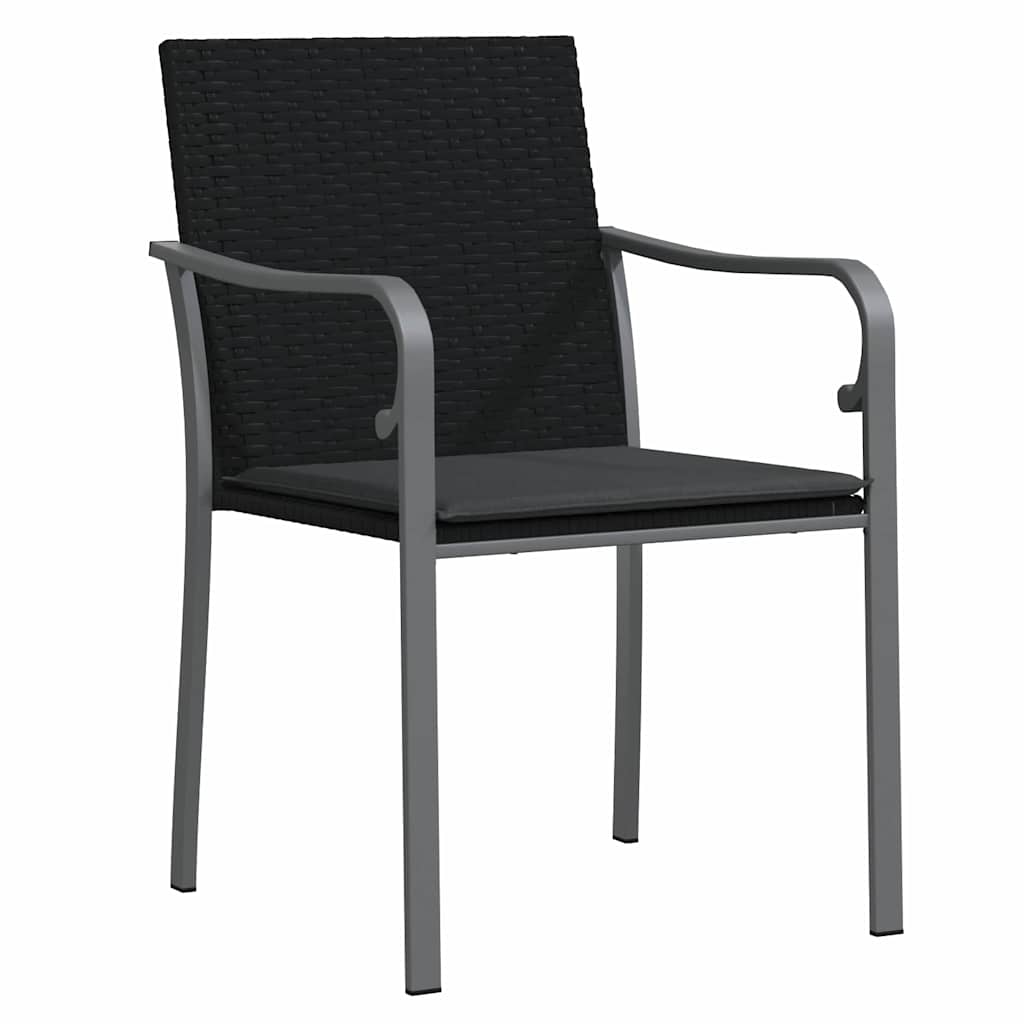 Garten Essgruppe 3 pcs Schwarz und Grau PE-Rattan