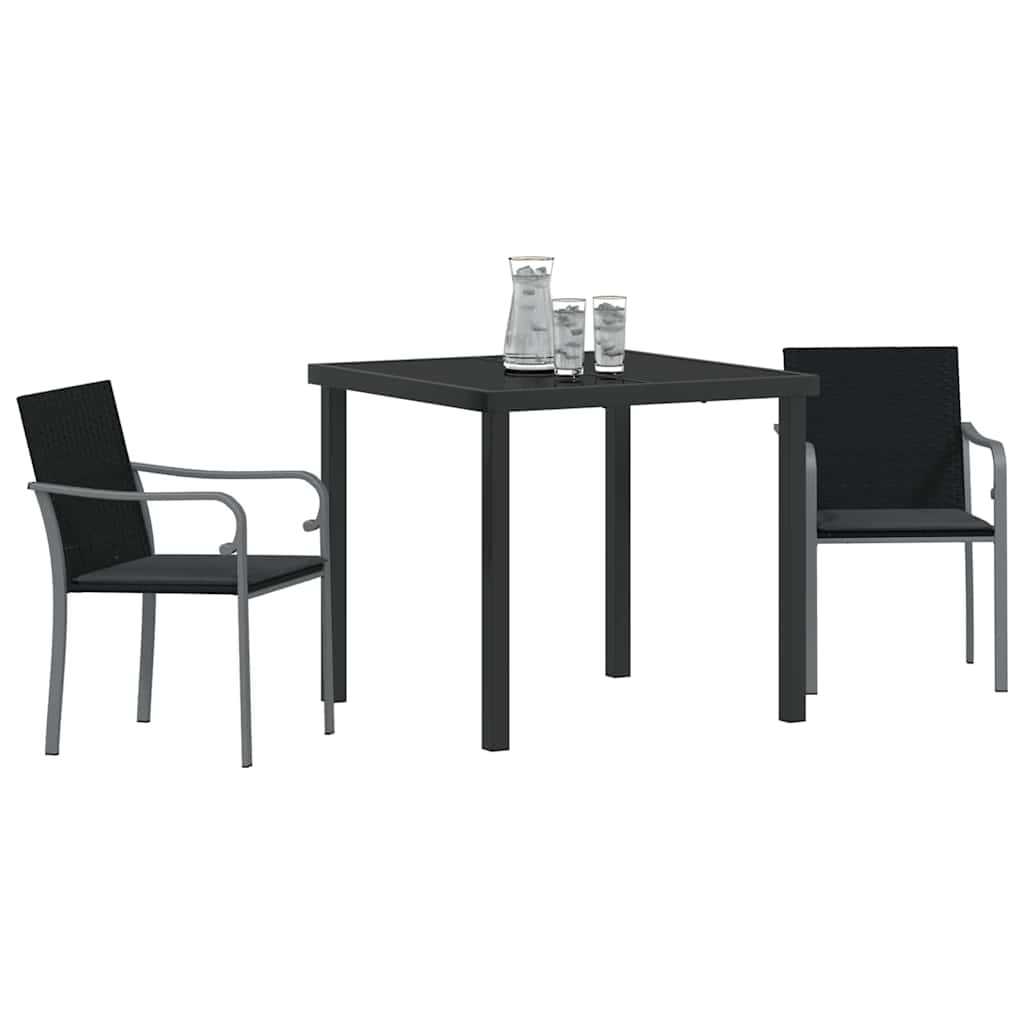 Garten Essgruppe 3 pcs Schwarz und Grau PE-Rattan