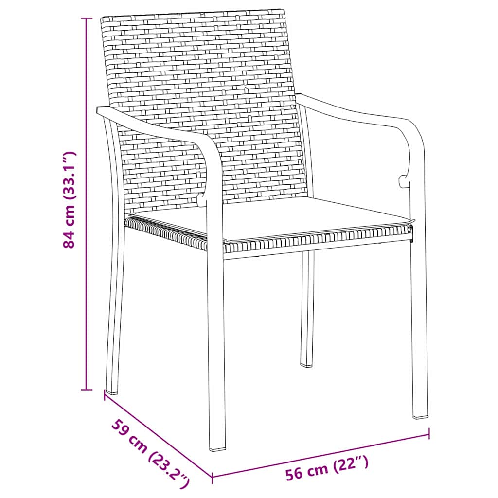 Garten Essgruppe 3 pcs Schwarz und Grau PE-Rattan