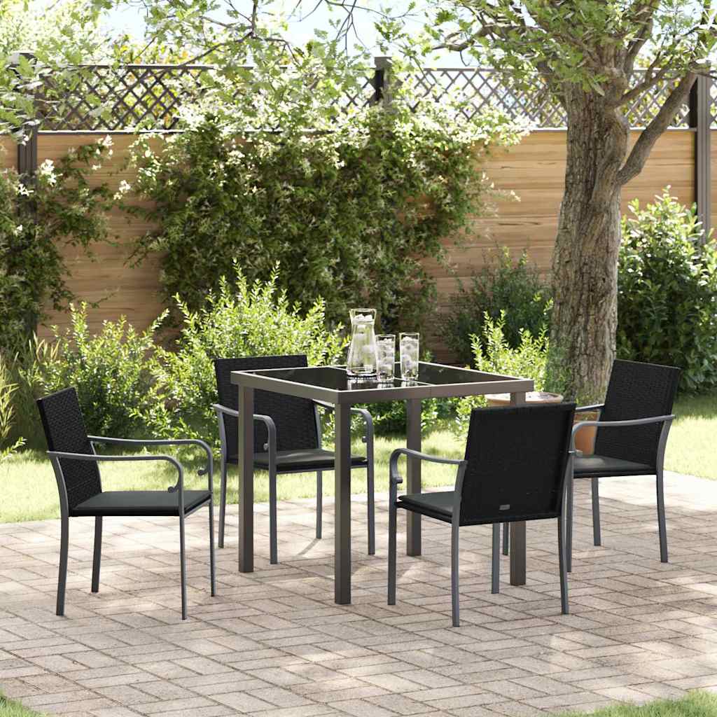 Garten Essgruppe 5 pcs Schwarz und Grau PE-Rattan