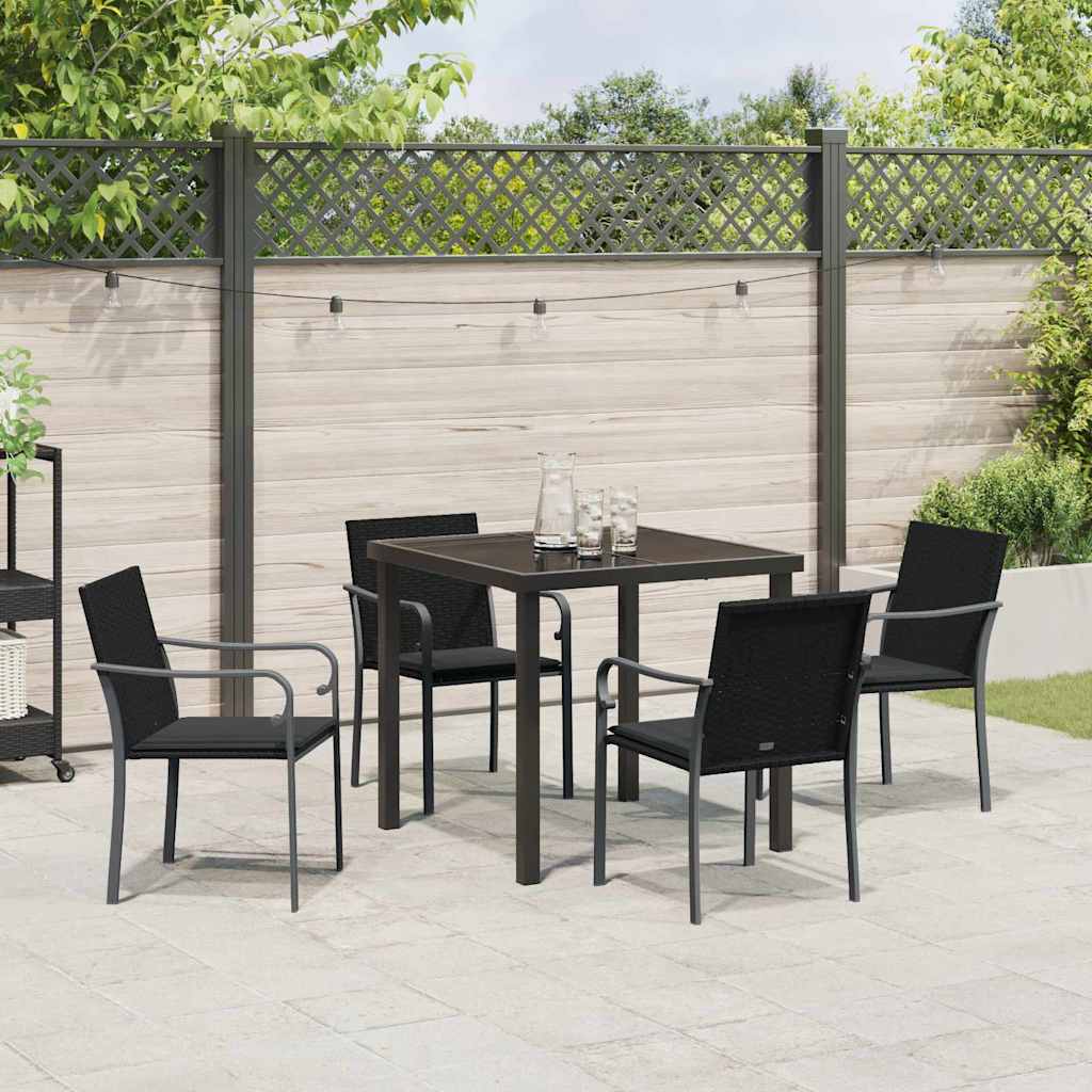 Garten Essgruppe 5 pcs Schwarz und Grau PE-Rattan