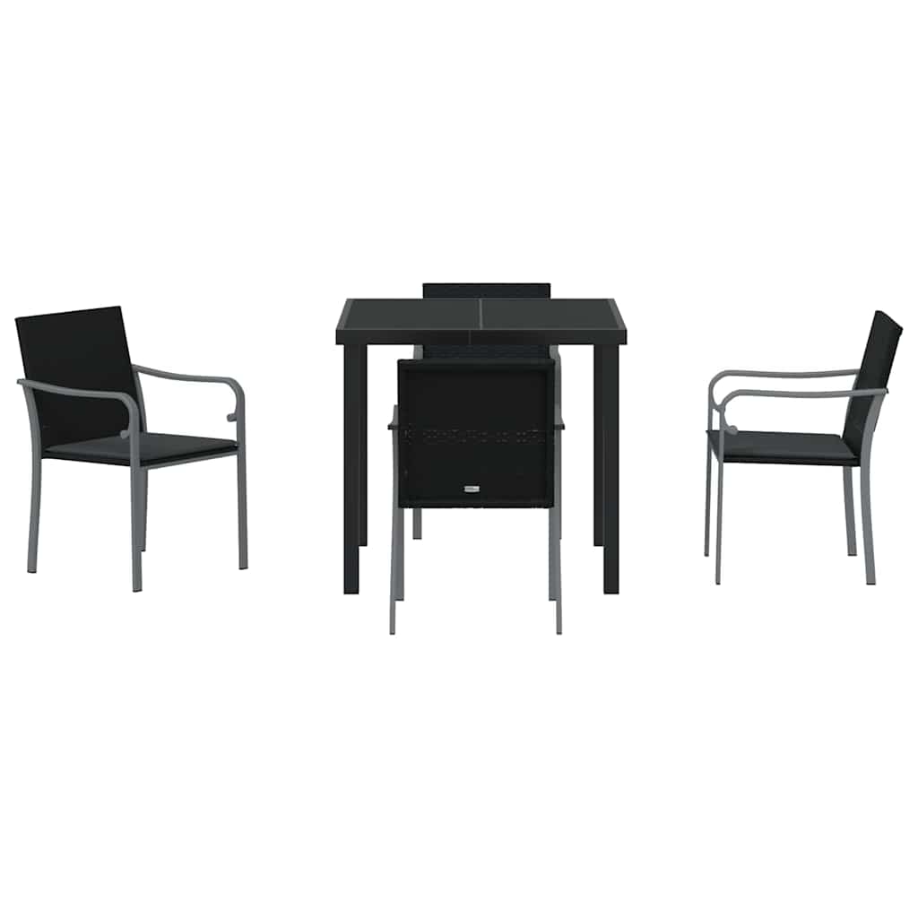Garten Essgruppe 5 pcs Schwarz und Grau PE-Rattan