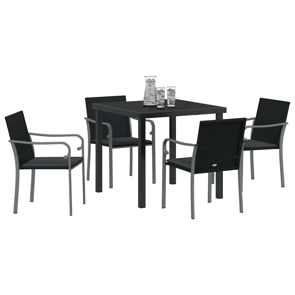 Garten Essgruppe 5 pcs Schwarz und Grau PE-Rattan