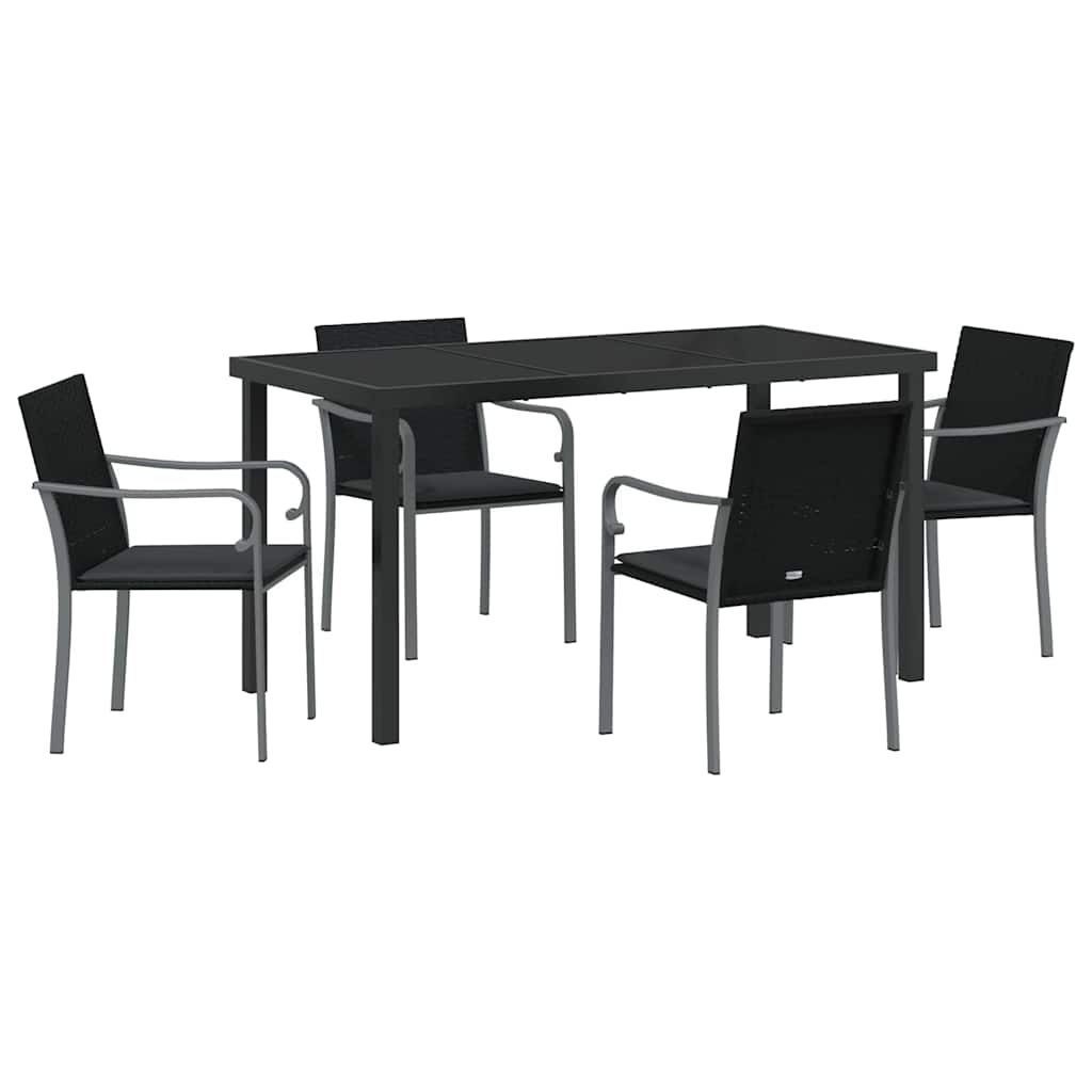 Garten Essgruppe 5 pcs Schwarz und Grau PE-Rattan