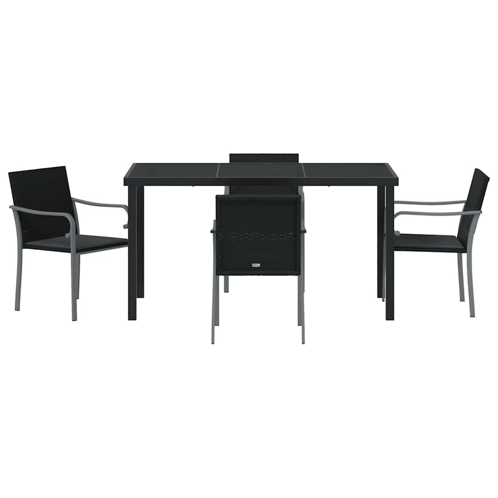 Garten Essgruppe 5 pcs Schwarz und Grau PE-Rattan
