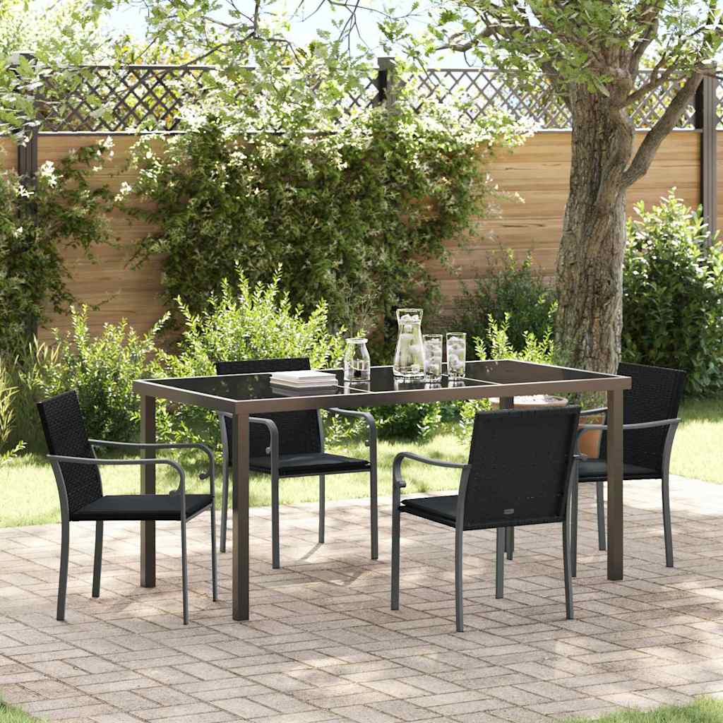 Garten Essgruppe 5 pcs Schwarz und Grau PE-Rattan