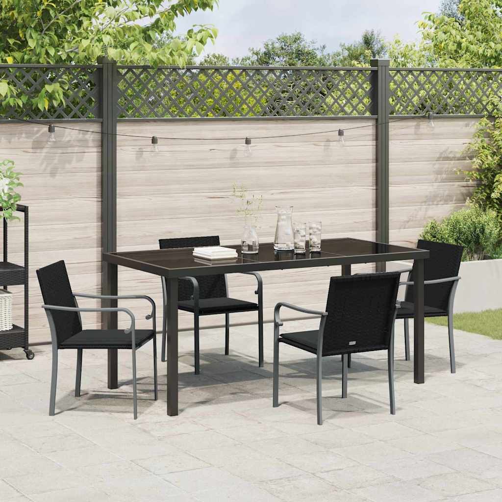Garten Essgruppe 5 pcs Schwarz und Grau PE-Rattan