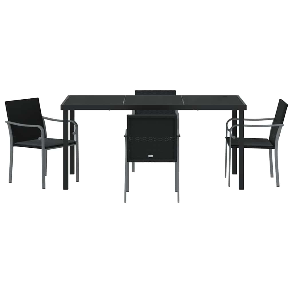 Garten Essgruppe 5 pcs Schwarz und Grau PE-Rattan