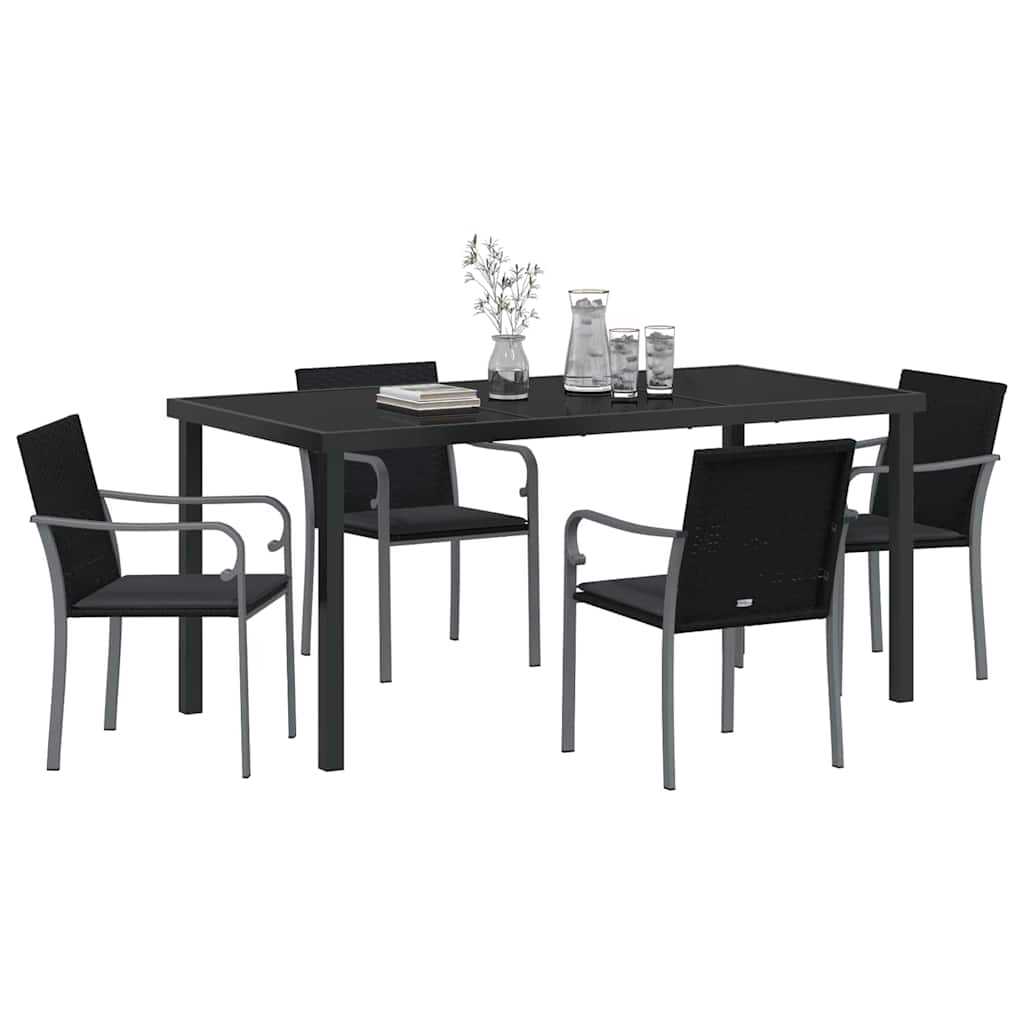 Garten Essgruppe 5 pcs Schwarz und Grau PE-Rattan