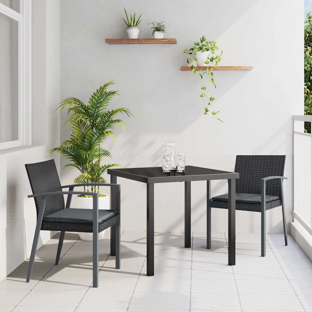 Garten Essgruppe 3 pcs Schwarz und Grau PE-Rattan